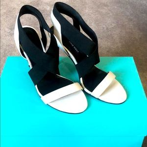 Nine West open-toed leather stilettos